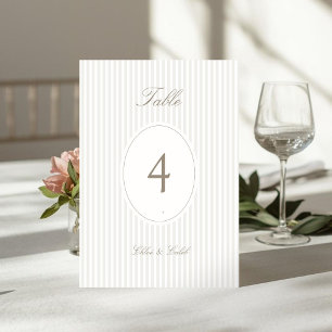 Streifen Chic Ovaler Schrift Hochzeitstisch Numm Tischnummer