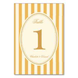 Streifen Custom Senfgelb Hochzeit Tischnummer