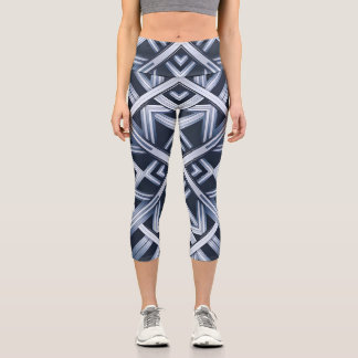 Streifen der Harmonie in Blau Capri Leggings
