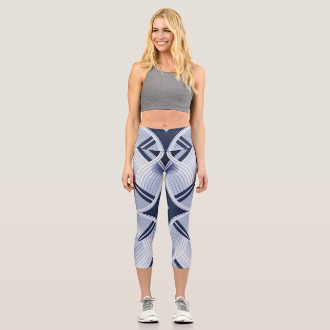 Streifen der Harmonie in Grau Capri Leggings (Vorderseite)