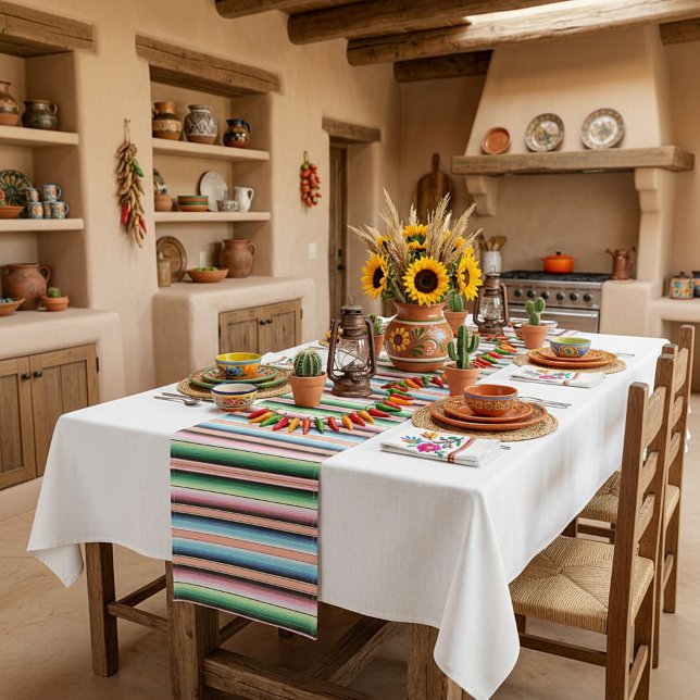 Streifen der Pastellserape Mittelgroßer Tischläufer (Von Creator hochgeladen)