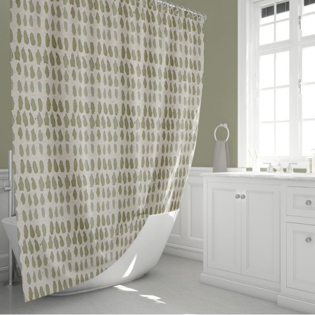 Streifen der Pinselstriche Duschvorhang (Sage Striped Brush Strokes Shower Curtain from Jenn Steffen Art for Studio Posies.)