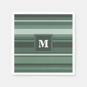 Streifen des weisen Grüns des Monogramms Serviette