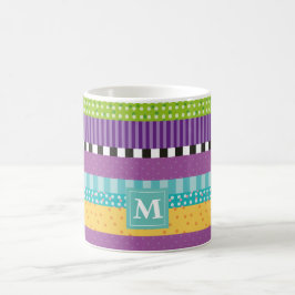 Streifen Dots Muster Monogramm Kaffeetasse