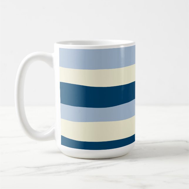 Streifen - dunkelblau, hellblau und creme kaffeetasse (Links)