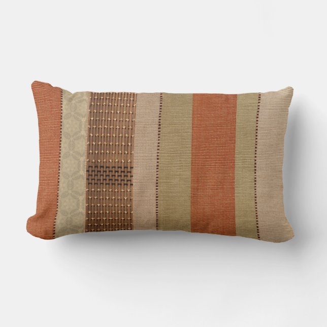 Streifen Earth Tones Throw Kissen (Vorderseite)