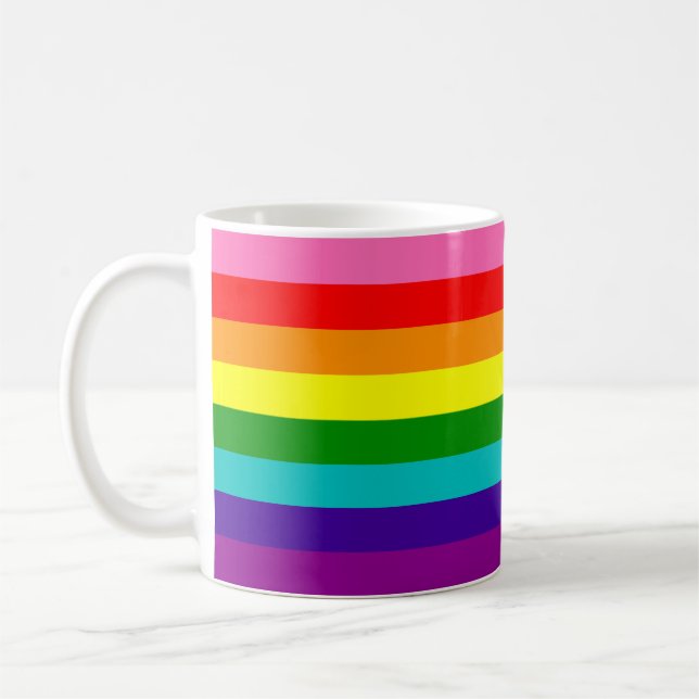 Streifen-Flaggen-Tasse des Regenbogen-Gay Kaffeetasse (Links)