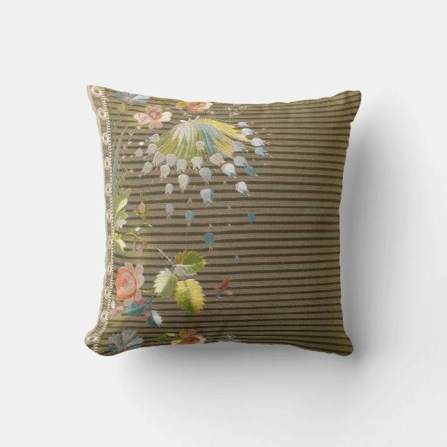 Streifen Floral Vintag Elegante Kissen (Vorderseite)