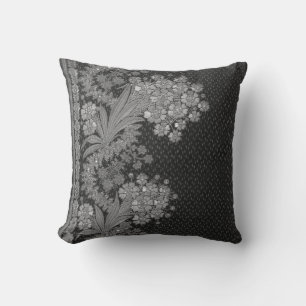 Streifen Floral Vintage Elegant Brokat Silber Kissen