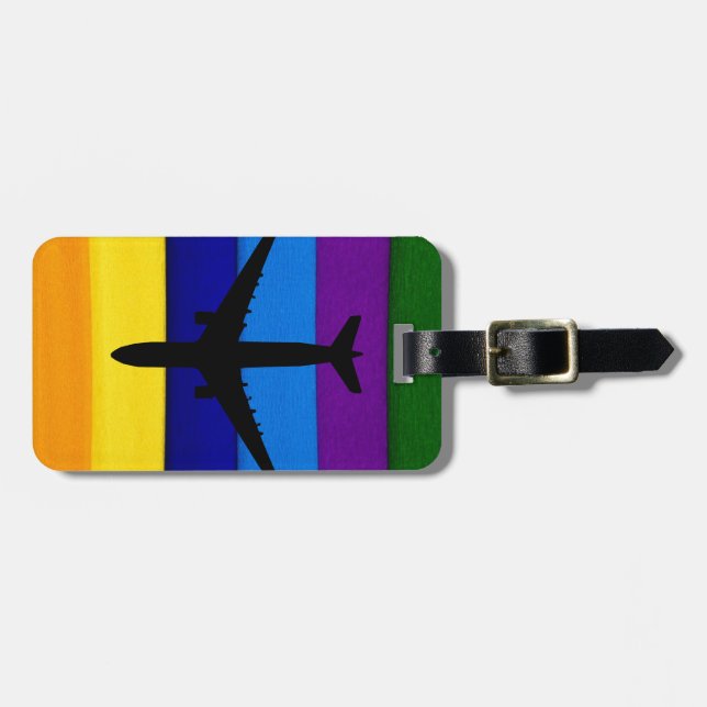 Streifen-Flugzeug-Gepäckanhänger des Regenbogens Gepäckanhänger (Vorderseite horizontal)