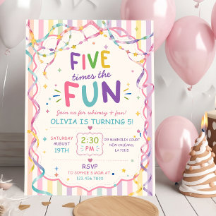Streifen Fünfmal So Viel Spaß Bunter Geburtstag Einladung