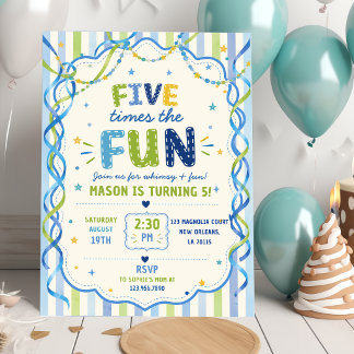 Streifen Fünfmal So Viel Spaß Bunter Geburtstag Einladung