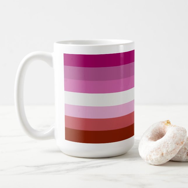 Streifen für Lesben-Stolz Kaffeetasse (Mit Donut)