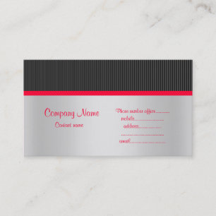 STREIFEN GESCHÄFTSKARTE SCHWARZ/ROT/SILBER VISITENKARTE