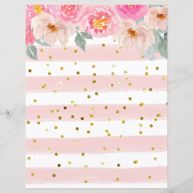 Streifen/Gold Confetti-Scrapbook-Papier (Vorderseite)