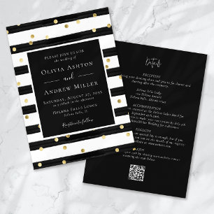 Streifen Gold Foil Spots QR in einer Hochzeit Einladung