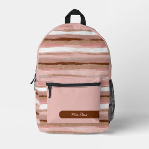 Streifen Gold Glitzer Rosa, benutzerdefinierter Rü Bedruckter Rucksack