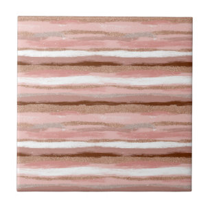 Streifen Gold Glitzer Rosa Keramik Tile Fliese