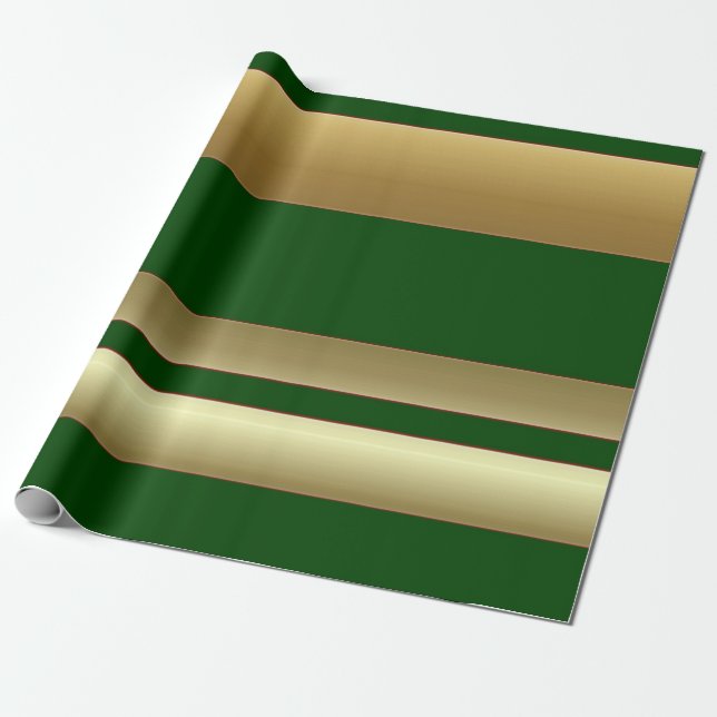 Streifen grün und goldenes Packpapier (Ungerollt)