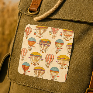 Streifen-Heißluftballons Quadratischer Aufkleber