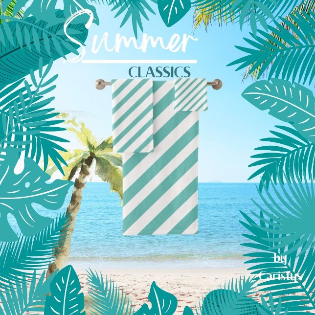 Streifen hell blau und weiß badhandtuch set (Von Creator hochgeladen)