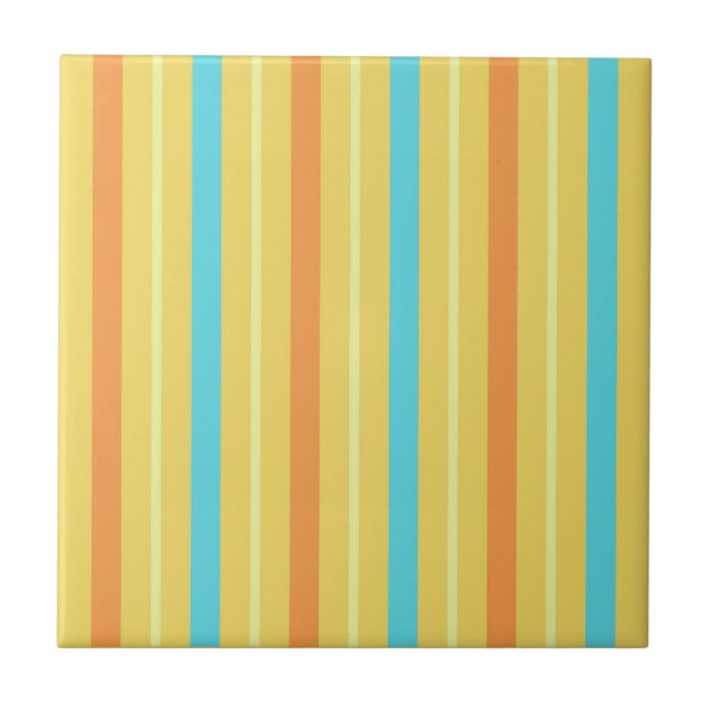 Streifen Hellorange Blau Gelb Fliese (Vorderseite)