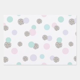 Streifen, Herz und Polka Geschenkpapier Set