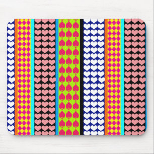 Streifen Herzen Diamanten Boho Mixed Design Mousepad