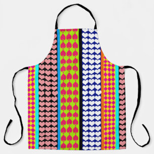 Streifen Herzen Diamanten Boho Mixed Design Schürze