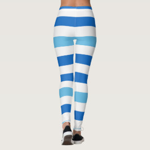 Streifen Horizon Blau und Weiß Leggings