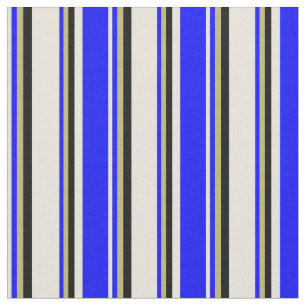 Streifen in Beige, Blau, Dunkel Khaki und Schwarz Stoff