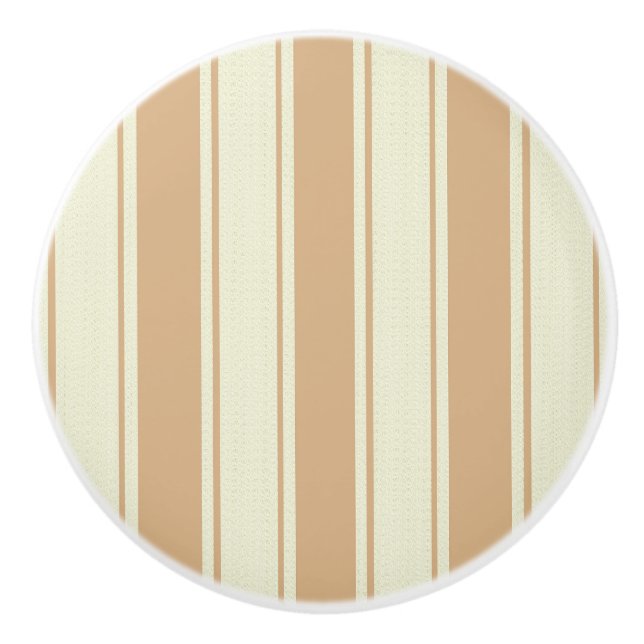 Streifen in Beige und Creme Keramikknauf (Vorderseite)