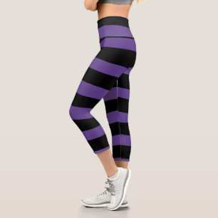 Streifen in Lila und schwarz Capri Leggings