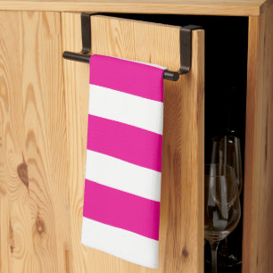 Streifen in Magenta und Weiß Geschirrtuch