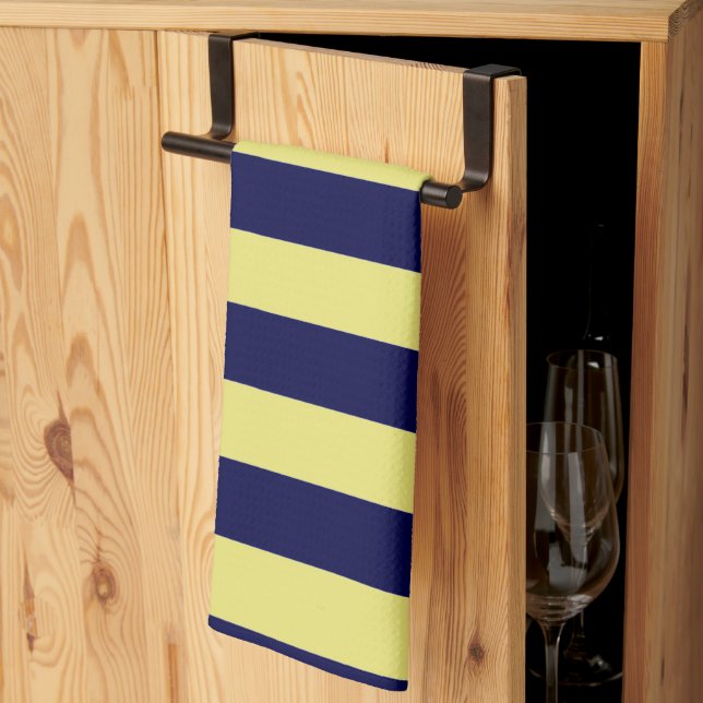 Streifen in Marineblau und Gelb Geschirrtuch (Drittel gefaltet)