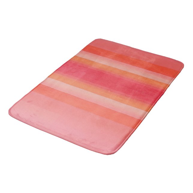 Streifen in Rosa und Orange Badematte (Schrägansicht)