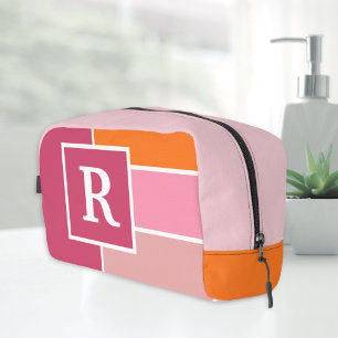 Streifen in rosa, weiß und orange mit Monogramm Waschbeutel