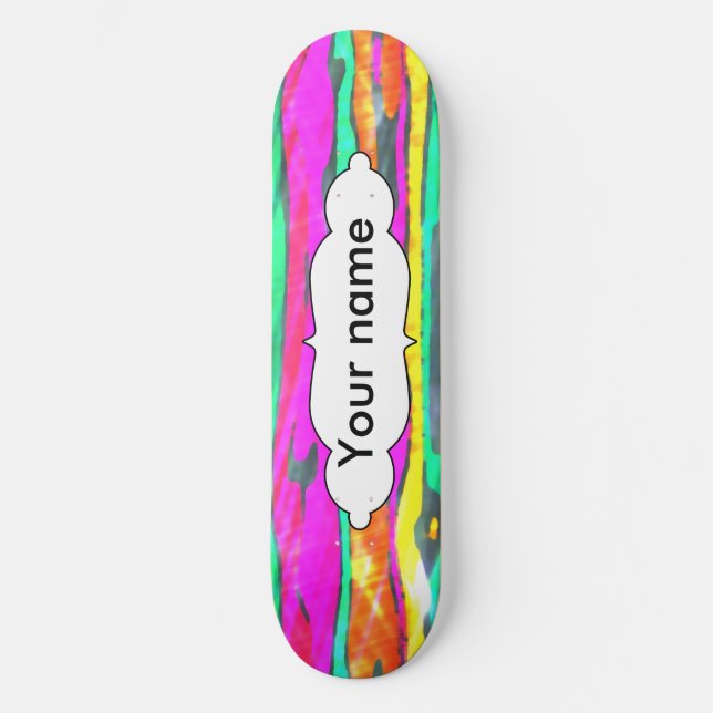 Streifen in Wasserfarben Skateboard (Vorderseite)