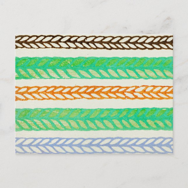 Streifen japanisches Holzschnitt Textil Postkarte (Vorderseite)