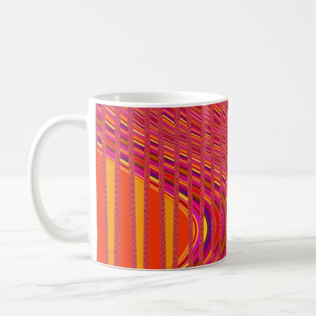 Streifen Kaffeemaschine, rosa-orange Tasse (Links)