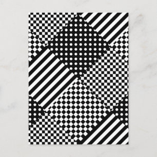 Streifen Karo Harlekin Punkte Mischdesign Postkarte