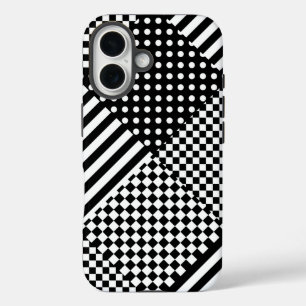 Streifen Karo Harlequin Polka Dots Mixed Design iPhone 16 Hülle