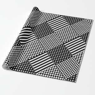 Streifen Karo Harlequin Polka Dots Mixed Design Geschenkpapier
