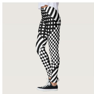 Streifen Karo Harlequin Polka Dots Mixed Design Leggings