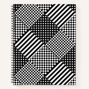 Streifen Karo Harlequin Polka Dots Mixed Design Notizbuch