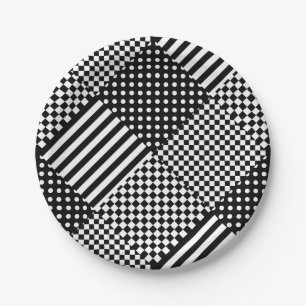 Streifen Karo Harlequin Polka Dots Mixed Design Pappteller