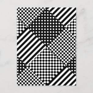 Streifen Karo Harlequin Polka Dots Mixed Design Postkarte
