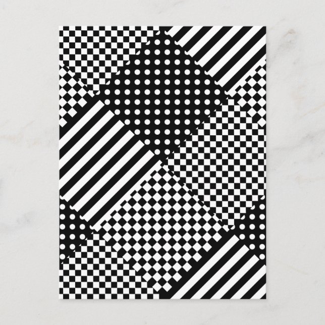 Streifen Karo Harlequin Polka Dots Mixed Design Postkarte (Vorderseite)