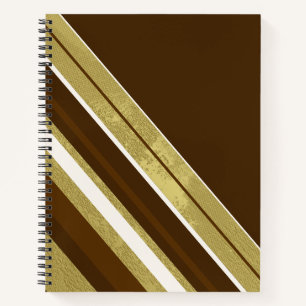 Streifen Kastanienbraun Goldcreme auf Dunkelbraun Notizbuch