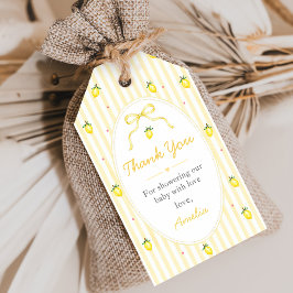 Streifen Lemon Baby Shower Geschenkanhänger